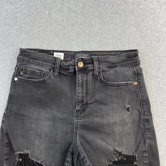 Judy Blue Shorts Womens Large Distressed High Rise Frayed Hem Denim Stretch - Picture 5 of 11